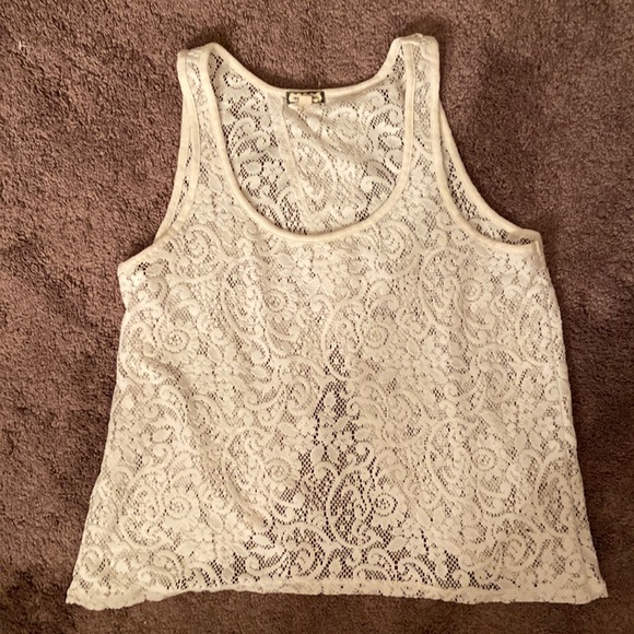 Women's Cream Colored Lace Tank Top - Picture 1 of 2